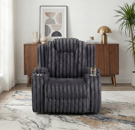 Phyllis Dark Gray Reclining Chair with Cup Holders from Homelegance - Luna Furniture