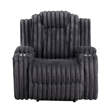 Phyllis Dark Gray Reclining Chair with Cup Holders from Homelegance - Luna Furniture