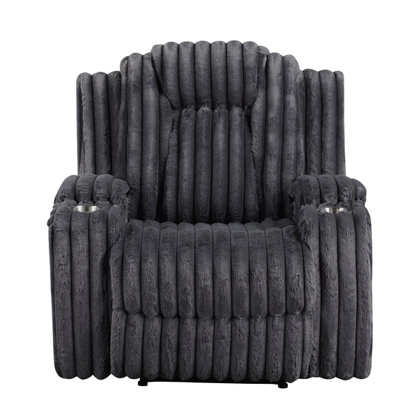 Phyllis Dark Gray Reclining Chair with Cup Holders