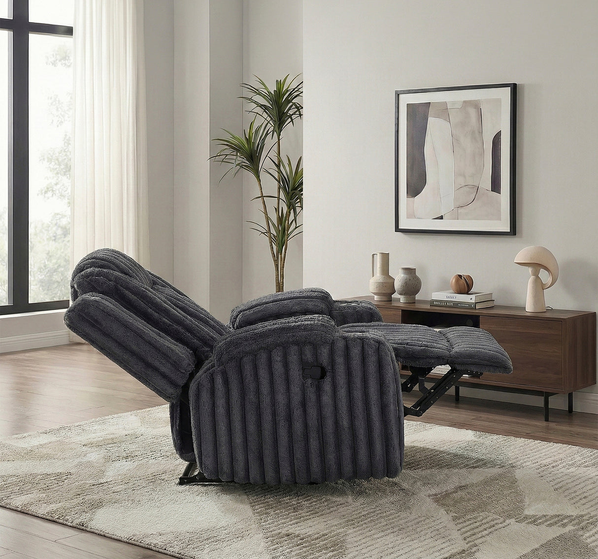 Phyllis Dark Gray Reclining Chair with Cup Holders from Homelegance - Luna Furniture