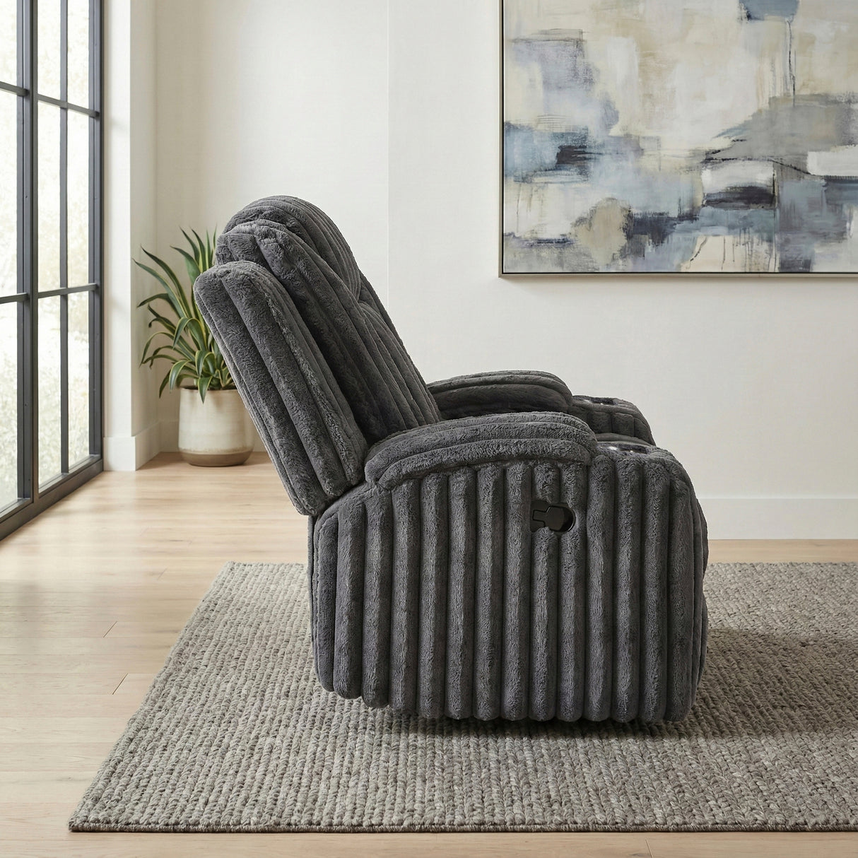 Phyllis Dark Gray Reclining Chair with Cup Holders from Homelegance - Luna Furniture
