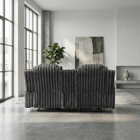 Phyllis Dark Gray Double Reclining Sofa with Cup Holders from Homelegance - Luna Furniture