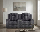 Phyllis Dark Gray Double Reclining Sofa with Cup Holders from Homelegance - Luna Furniture