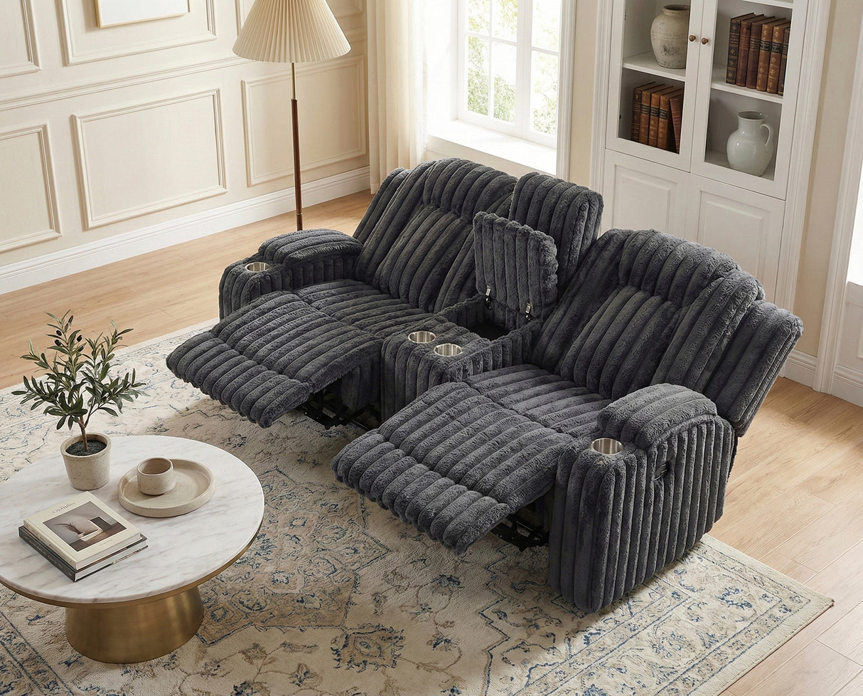 Phyllis Dark Gray Reclining Living Room Set from Homelegance - Luna Furniture