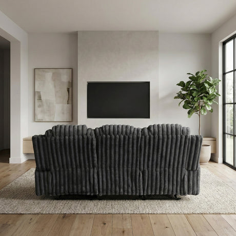 Phyllis Dark Gray Double Reclining Sofa with Cup Holders from Homelegance - Luna Furniture