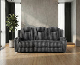 Phyllis Dark Gray Double Reclining Sofa with Cup Holders from Homelegance - Luna Furniture