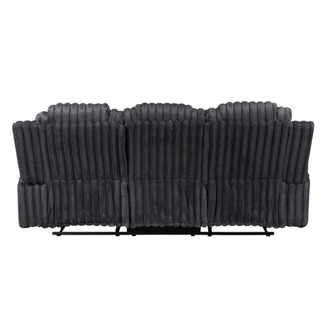 Phyllis Dark Gray Double Reclining Sofa with Cup Holders from Homelegance - Luna Furniture
