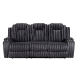 Phyllis Dark Gray Double Reclining Sofa with Cup Holders from Homelegance - Luna Furniture