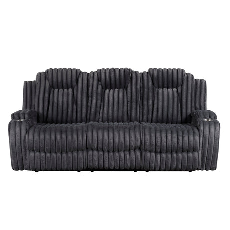 Phyllis Dark Gray Double Reclining Sofa with Cup Holders from Homelegance - Luna Furniture