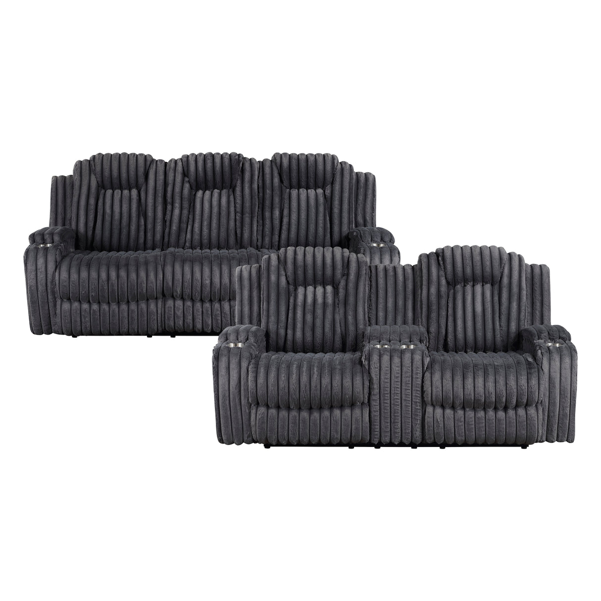 Phyllis Dark Gray 2-Piece Reclining Living Room Set from Homelegance - Luna Furniture