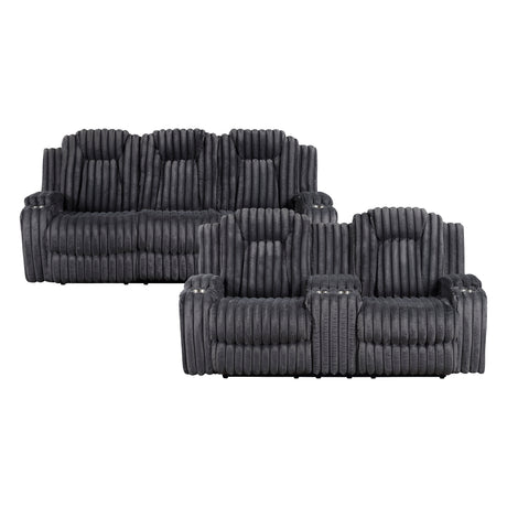 Phyllis Dark Gray 2-Piece Reclining Living Room Set from Homelegance - Luna Furniture