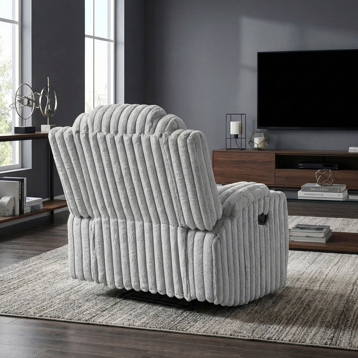 Phyllis Light Gray Reclining Chair with Cup Holders from Homelegance - Luna Furniture