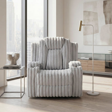 Phyllis Light Gray Reclining Chair with Cup Holders from Homelegance - Luna Furniture