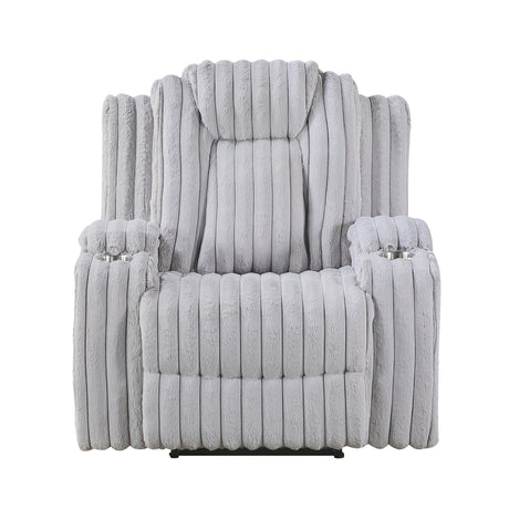 Phyllis Light Gray Reclining Chair with Cup Holders from Homelegance - Luna Furniture