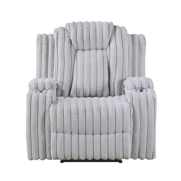 Phyllis Light Gray Reclining Chair with Cup Holders