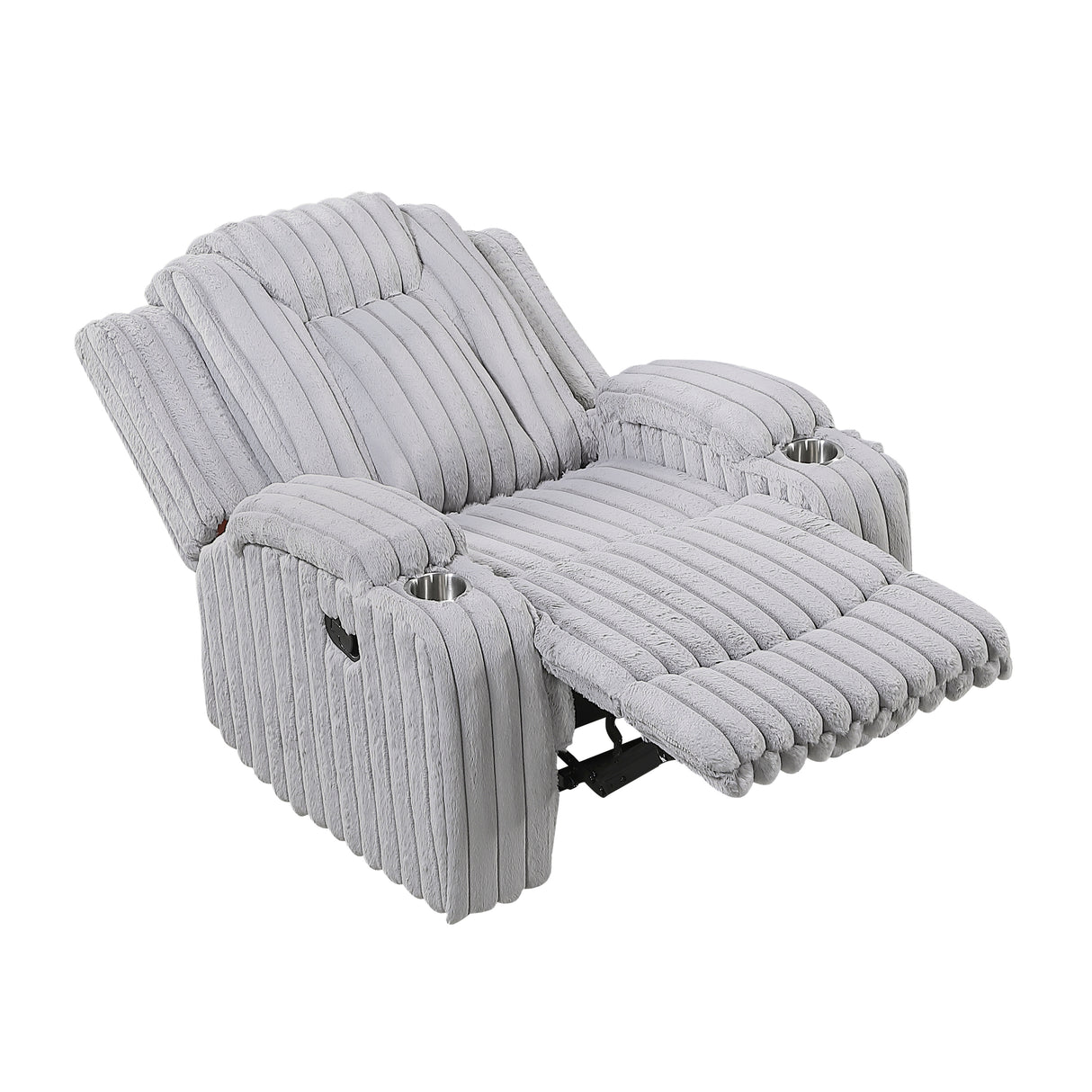Phyllis Light Gray Reclining Chair with Cup Holders from Homelegance - Luna Furniture