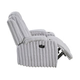 Phyllis Light Gray Reclining Chair with Cup Holders from Homelegance - Luna Furniture