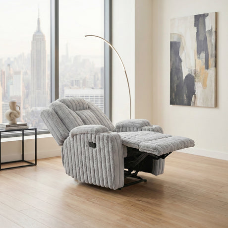 Phyllis Light Gray Reclining Chair with Cup Holders from Homelegance - Luna Furniture