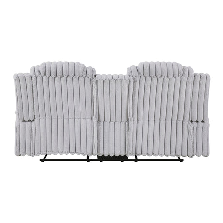 Phyllis Dark Gray Double Reclining Sofa with Cup Holders from Homelegance - Luna Furniture