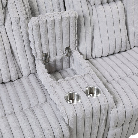 Phyllis Dark Gray Double Reclining Sofa with Cup Holders from Homelegance - Luna Furniture