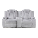 Phyllis Light Gray 3-Piece Reclining Living Room Set from Homelegance - Luna Furniture