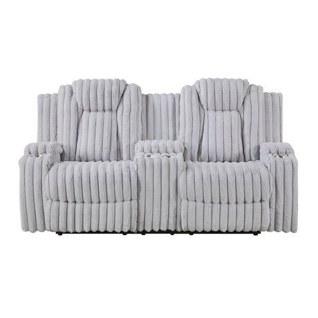 Phyllis Dark Gray Double Reclining Sofa with Cup Holders from Homelegance - Luna Furniture