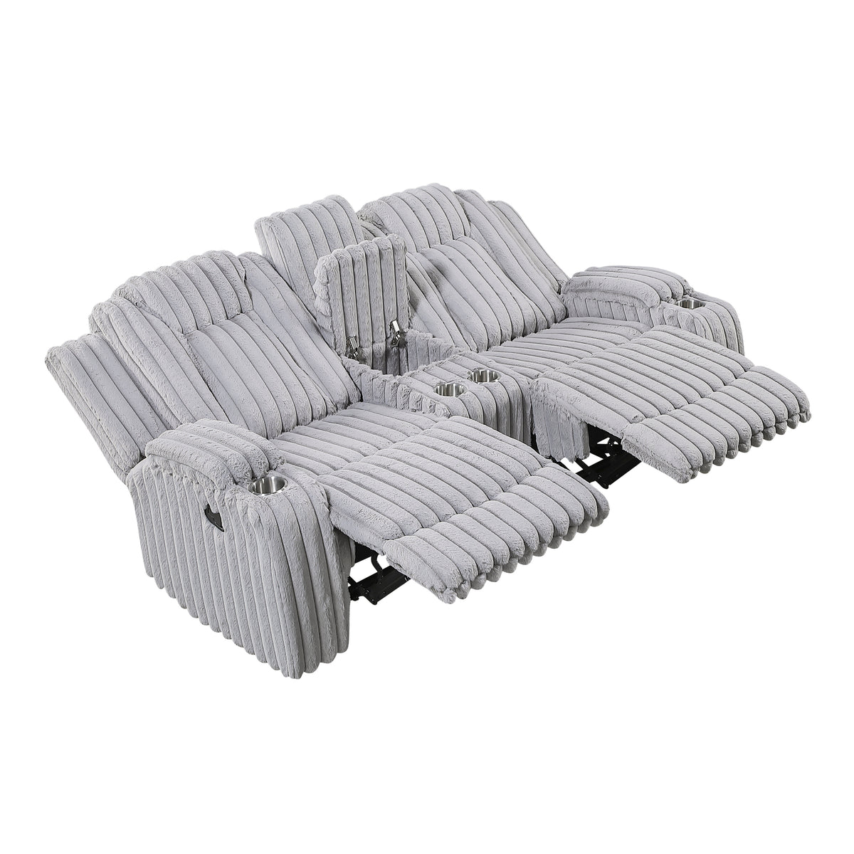 Phyllis Dark Gray Double Reclining Sofa with Cup Holders from Homelegance - Luna Furniture