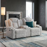 Phyllis Light Gray Double Reclining Loveseat with Center Console and Cup Holders from Homelegance - Luna Furniture