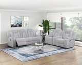 Phyllis Light Gray Double Reclining Loveseat with Center Console and Cup Holders from Homelegance - Luna Furniture