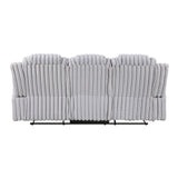 Phyllis Light Gray Double Reclining Loveseat with Center Console and Cup Holders from Homelegance - Luna Furniture