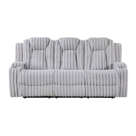 Phyllis Dark Gray Double Reclining Sofa with Cup Holders from Homelegance - Luna Furniture