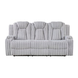 Phyllis Light Gray Double Reclining Loveseat with Center Console and Cup Holders from Homelegance - Luna Furniture
