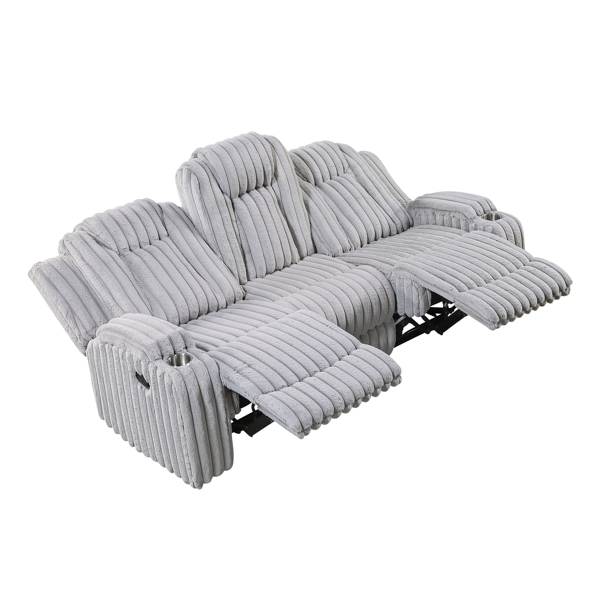 Phyllis Light Gray Double Reclining Loveseat with Center Console and Cup Holders from Homelegance - Luna Furniture