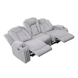 Phyllis Light Gray Double Reclining Loveseat with Center Console and Cup Holders from Homelegance - Luna Furniture