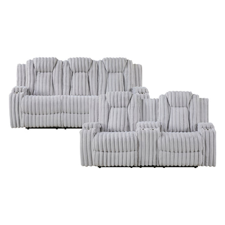 Phyllis Dark Gray Double Reclining Sofa with Cup Holders from Homelegance - Luna Furniture