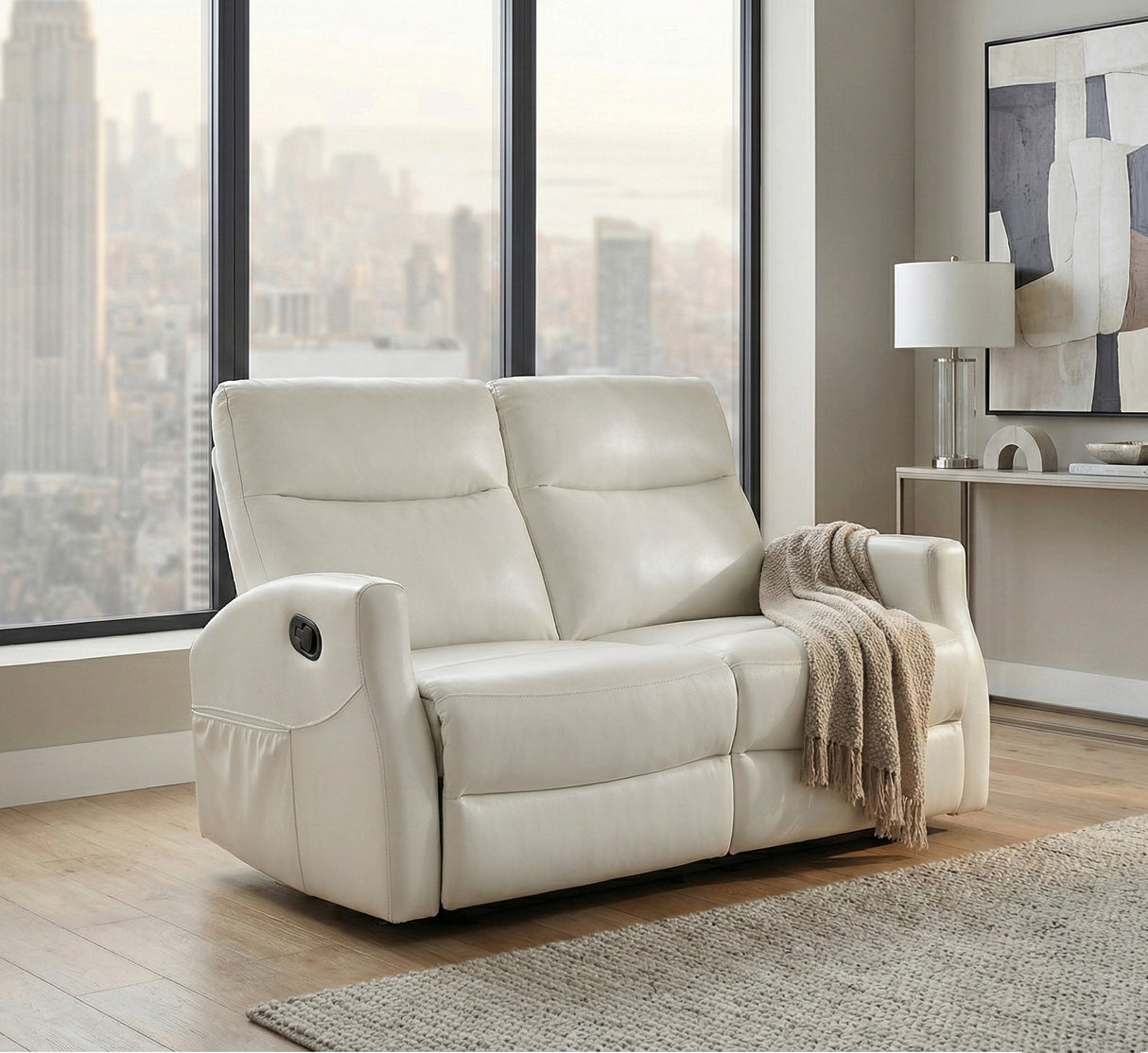 Heisley Beige Double Reclining Loveseat from Homelegance - Luna Furniture