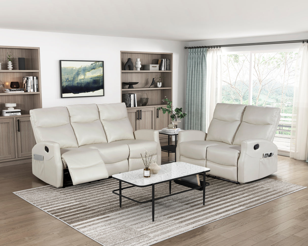 Heisley Beige Double Reclining Sofa from Homelegance - Luna Furniture