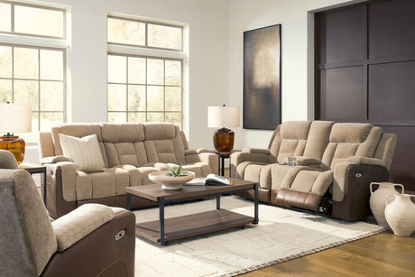 Mixed Motion Brownstone Power Reclining Living Room Set from Ashley - Luna Furniture