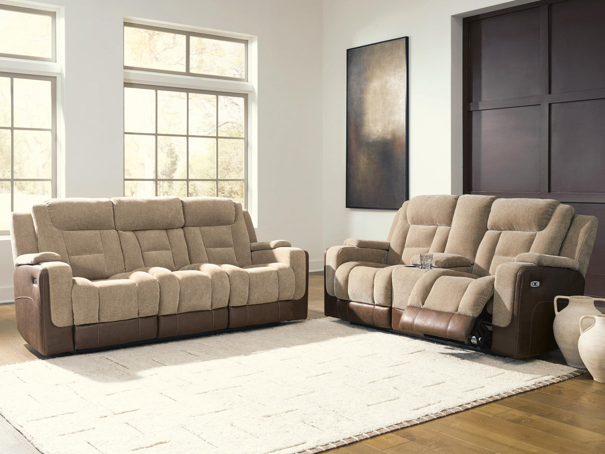Mixed Motion Brownstone Power Reclining Living Roo Set from Ashley Furniture - Luna Furniture