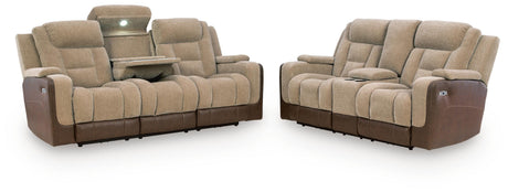 Mixed Motion Brownstone Power Reclining Living Roo Set from Ashley Furniture - Luna Furniture