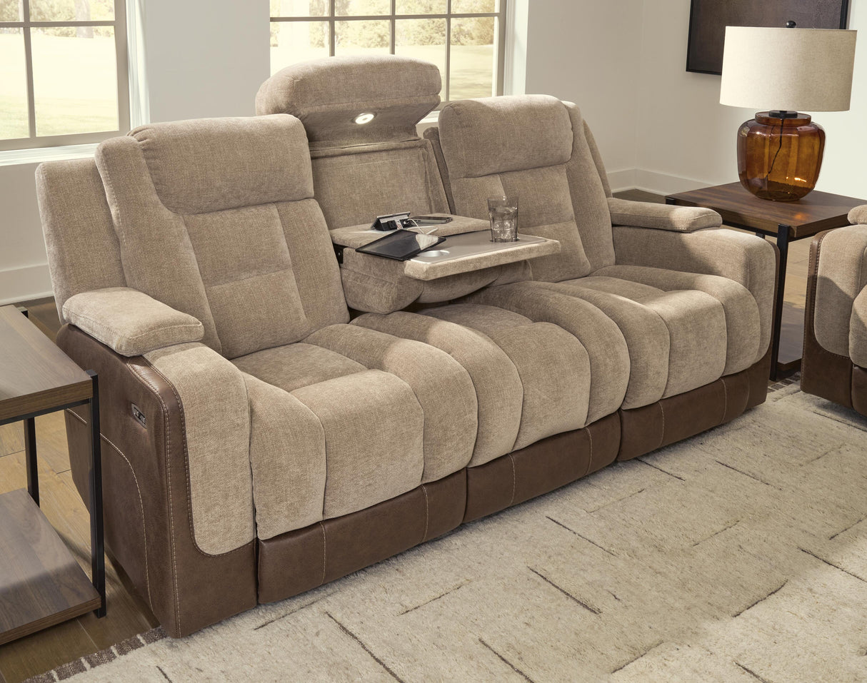 Mixed Motion Brownstone Power Reclining Living Roo Set from Ashley Furniture - Luna Furniture