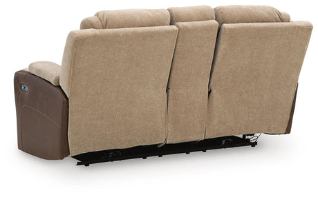 Mixed Motion Brownstone Power Reclining Loveseat with Console from Ashley Furniture - Luna Furniture