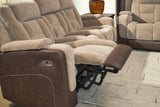 Mixed Motion Brownstone Power Reclining Sofa from Ashley Furniture - Luna Furniture