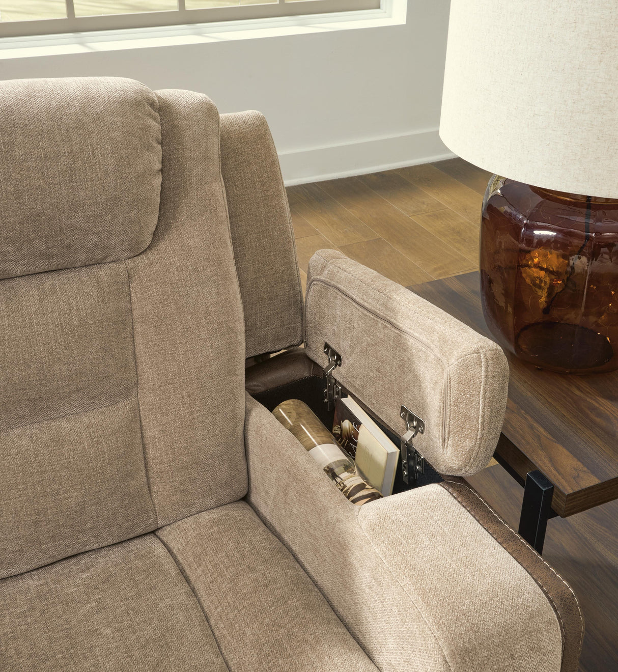 Mixed Motion Brownstone Power Recliner from Ashley Furniture - Luna Furniture