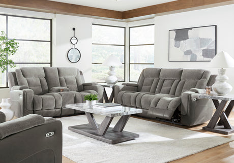 Mixed Motion Shadow Power Reclining Living Room Set from Ashley - Luna Furniture