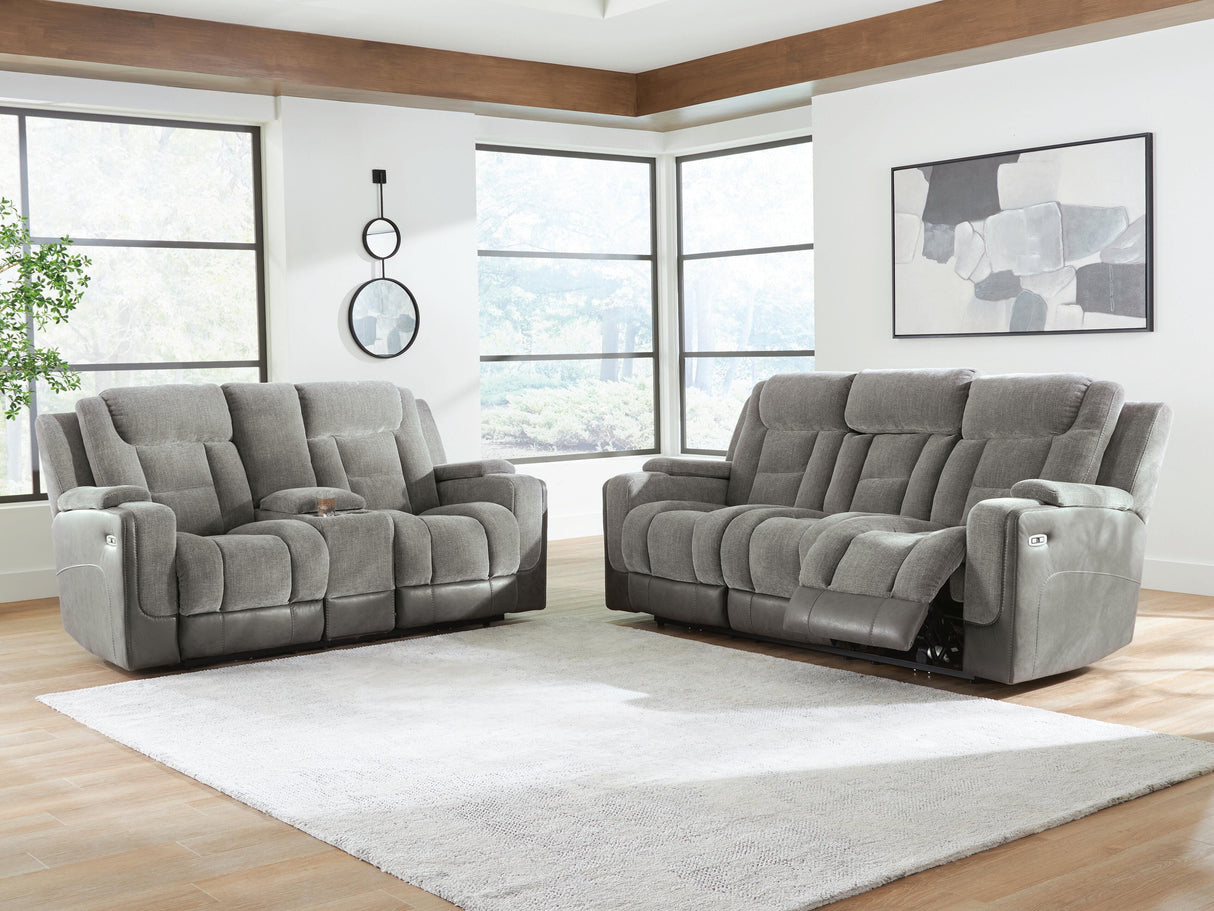 Mixed Motion Shadow Power Reclining Living Roo Set from Ashley Furniture - Luna Furniture
