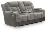 Mixed Motion Shadow Power Reclining Loveseat with Console from Ashley Furniture - Luna Furniture