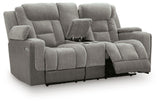 Mixed Motion Shadow Power Reclining Loveseat with Console from Ashley Furniture - Luna Furniture