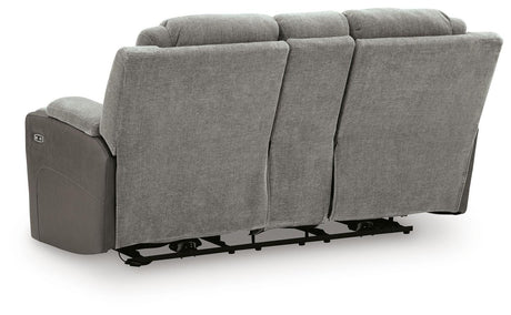 Mixed Motion Shadow Power Reclining Loveseat with Console from Ashley Furniture - Luna Furniture