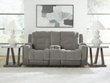 Mixed Motion Shadow Power Reclining Loveseat with Console from Ashley Furniture - Luna Furniture